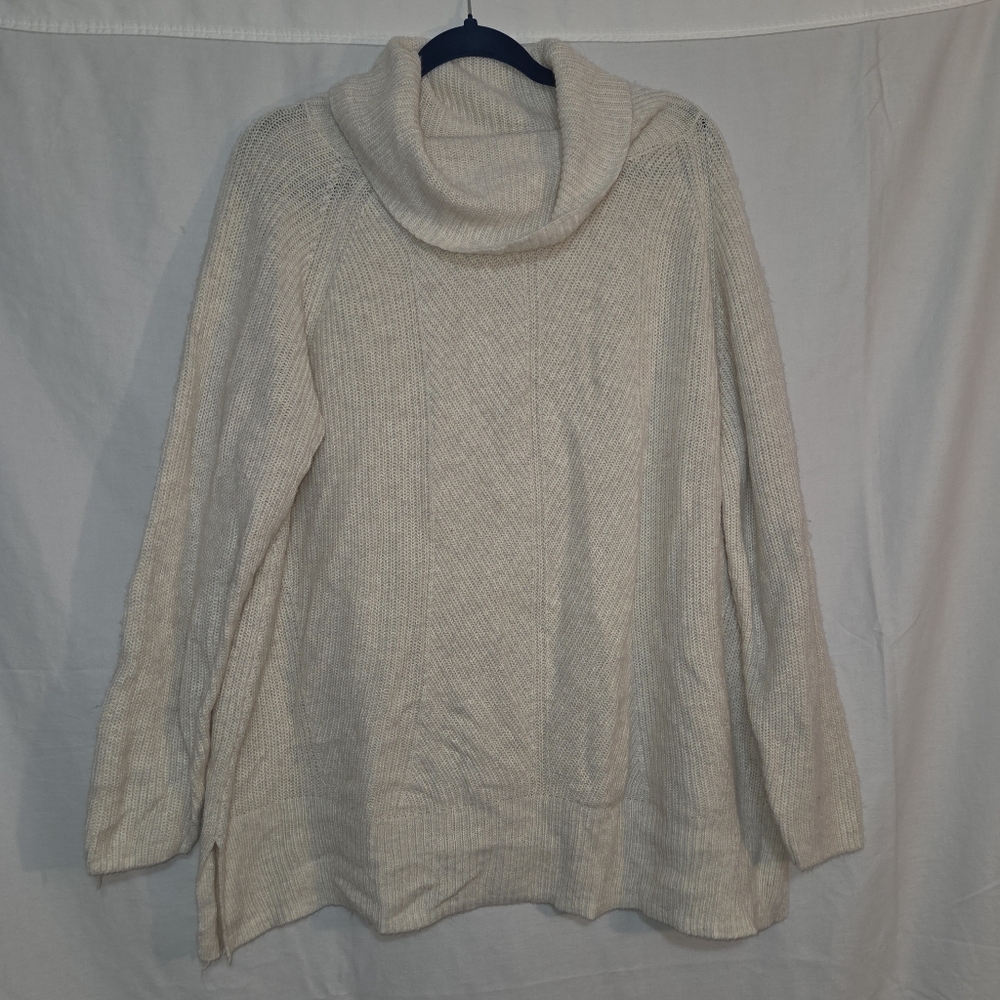 Additionelle 2x Cream Turtleneck Light Knit Oversized Cotton/Poly Sweater